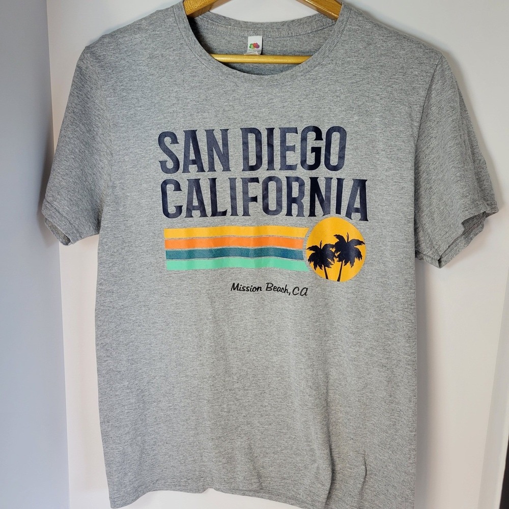 Fruit of the Loom San Diego California Mission Beach T-Shirt Heather Gray Mens M